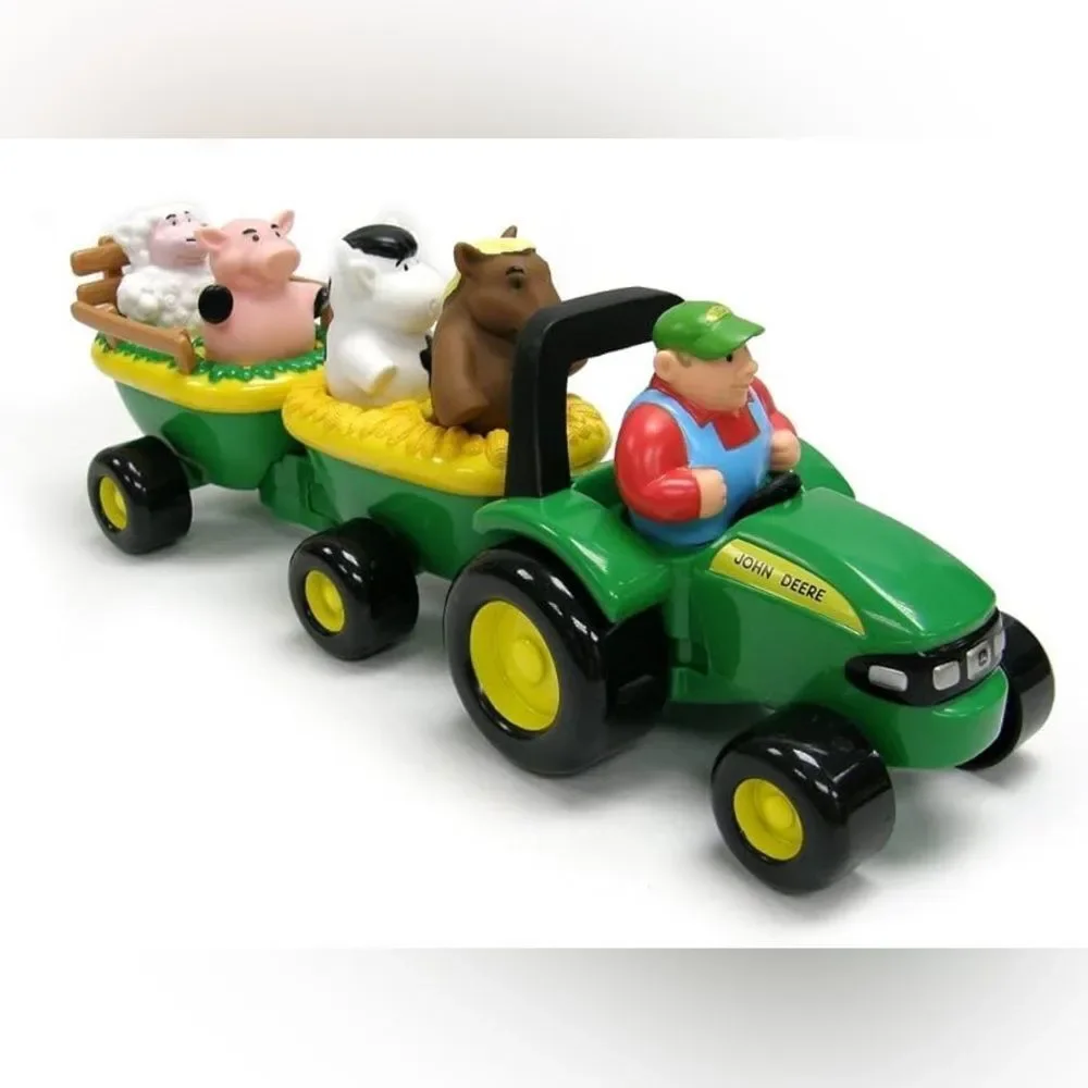 John Deere Green Farm Tractor Toy with Animals